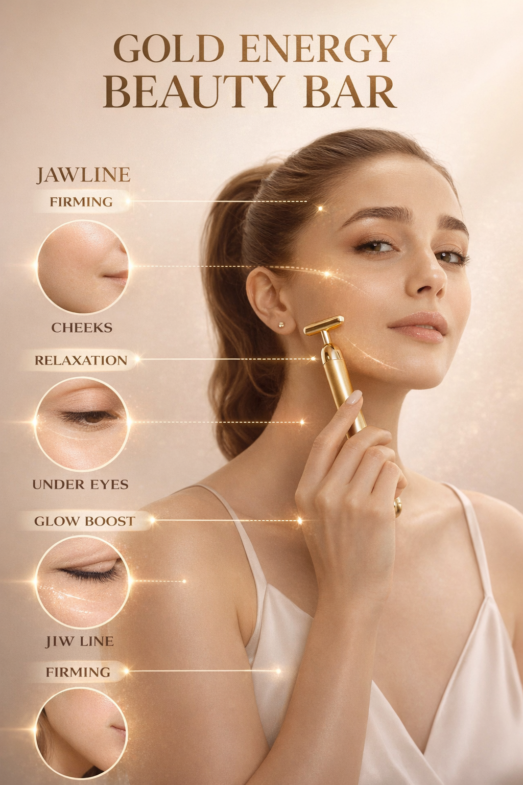 Gold Energy Beauty Bar for Pulse Firming Vibration Massager